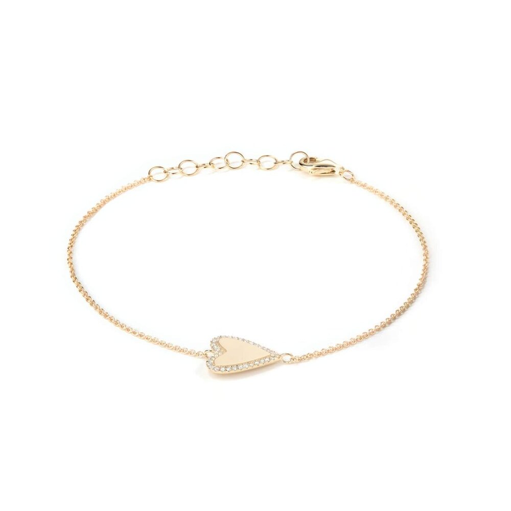 Diamond Heart Charm 14K (or 18k upon request) Gold Chain Bracelet